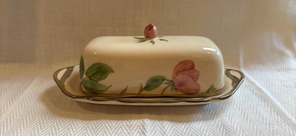 Vintage Franciscan Desert Rose covered butter dish